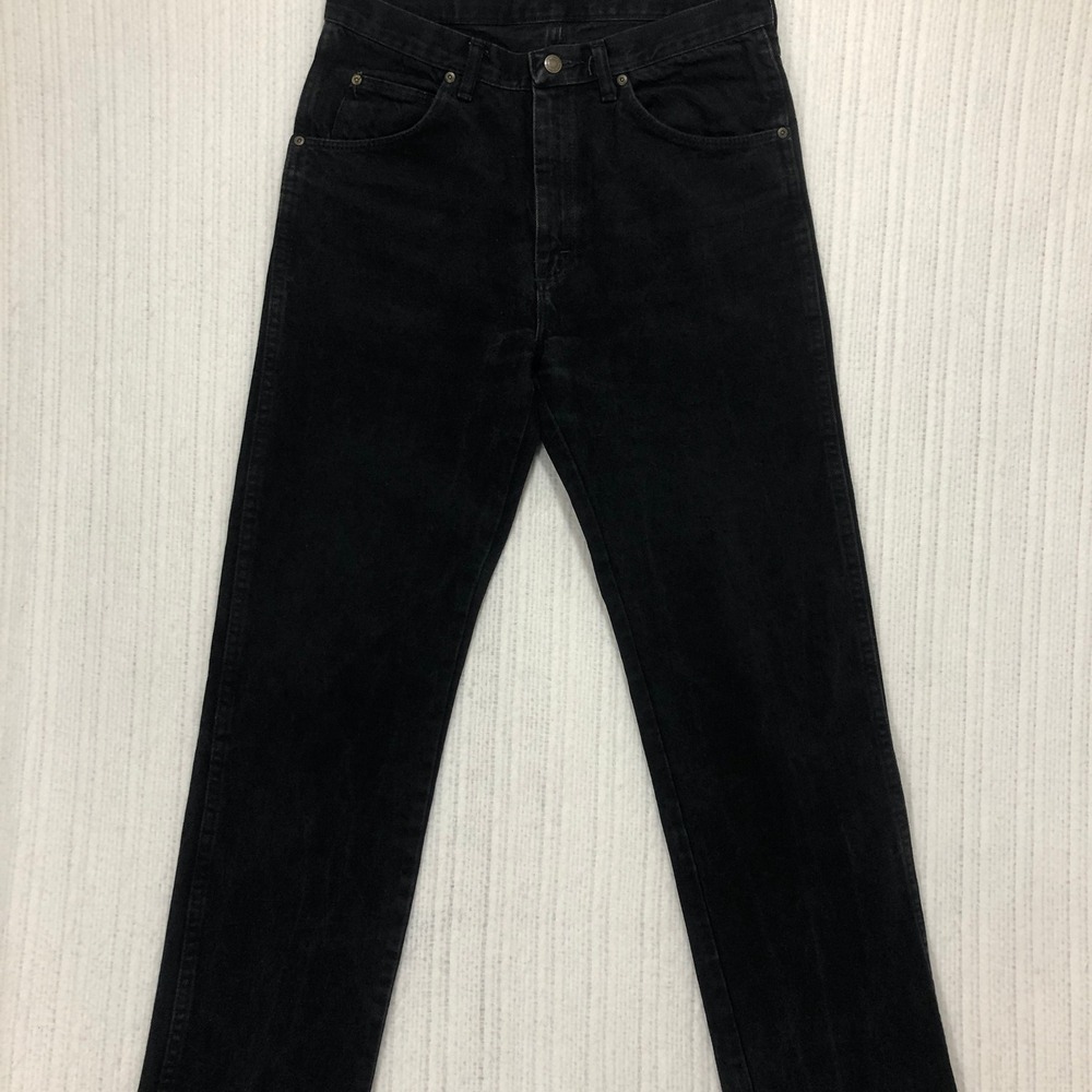 Wrangler Rugged Wear Mens 33x34 Black Straight‎ Leg Cotton Denim Jeans 39902OB